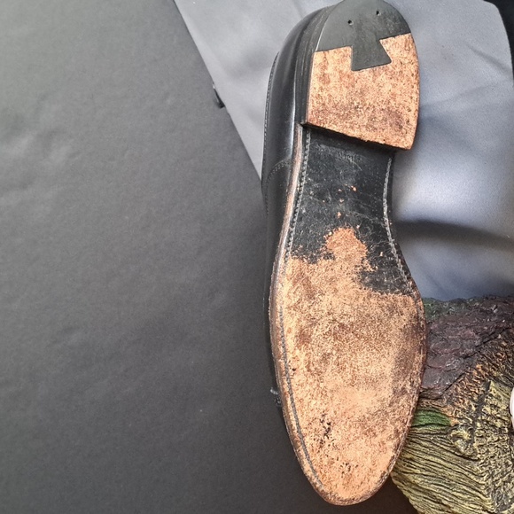 Alden Shoes Men's 9.5 Black Calfskin Straight Tip Bal Mark Shale Dress Oxfords - Picture 3 of 6